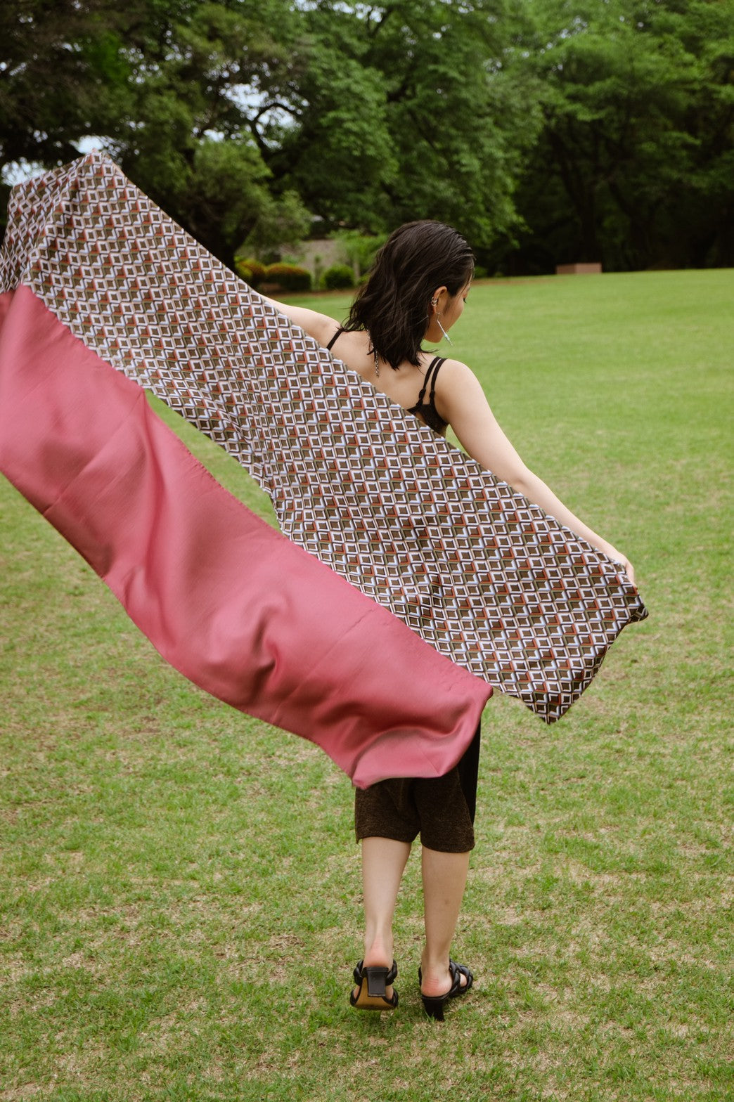 Combination scarf - Red × Green