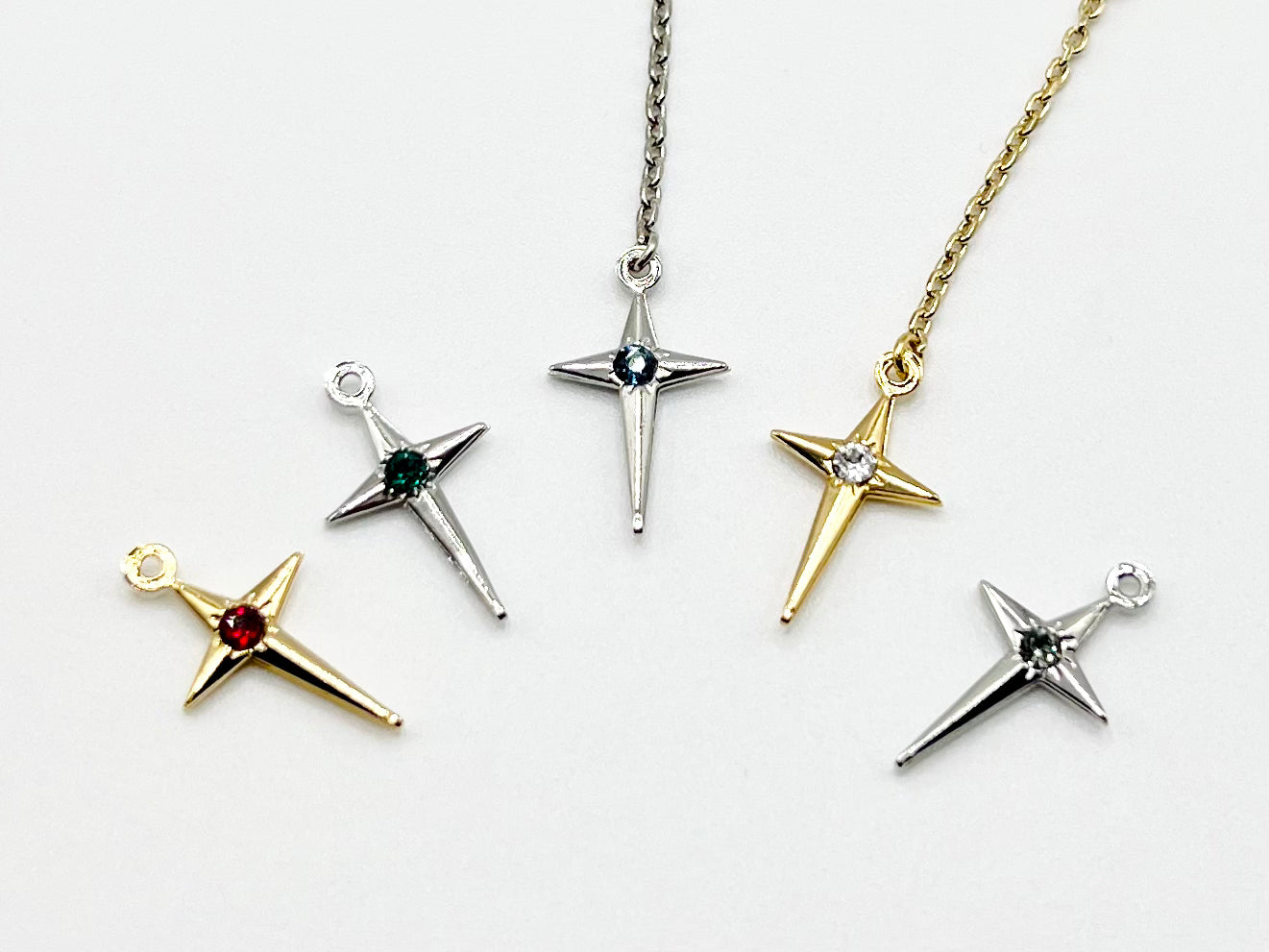 NW crystal cross motif necklace - Silver