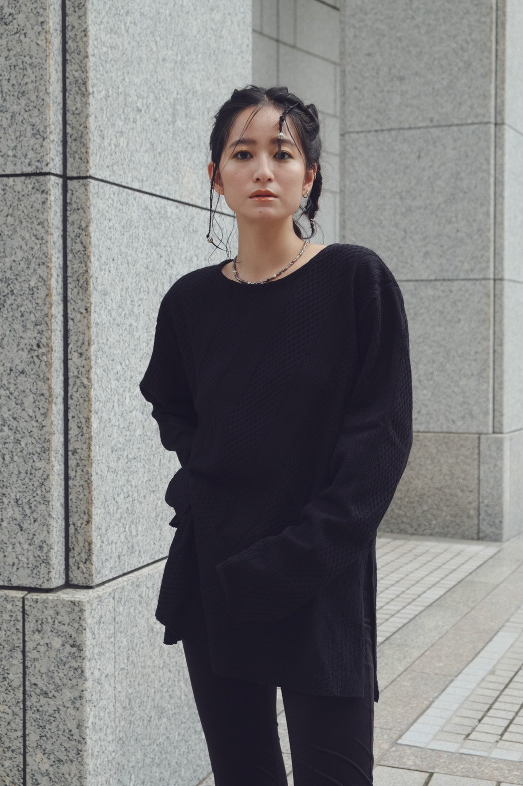 Oversize bias cut tops - Black