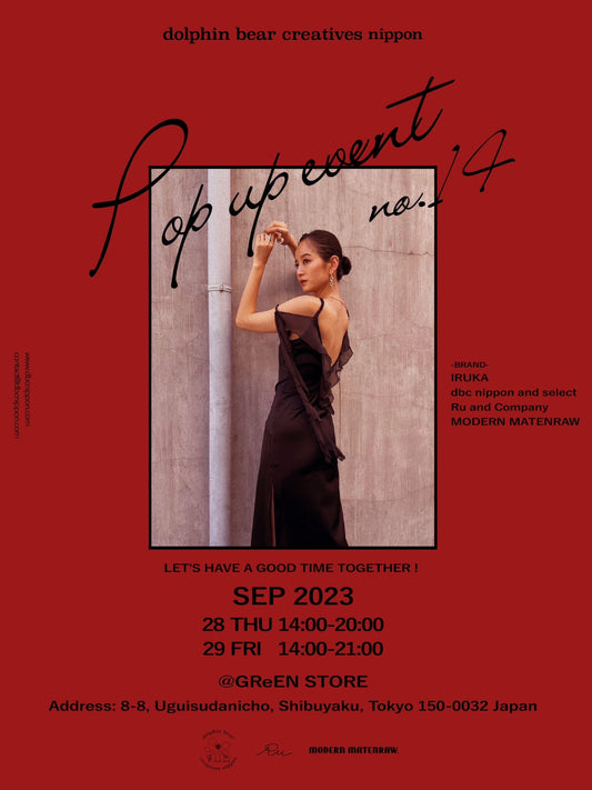 【POP UP EVENT “no.14”】2023.9.28thu 14:00-20:00, 29fri 14:00-21:00