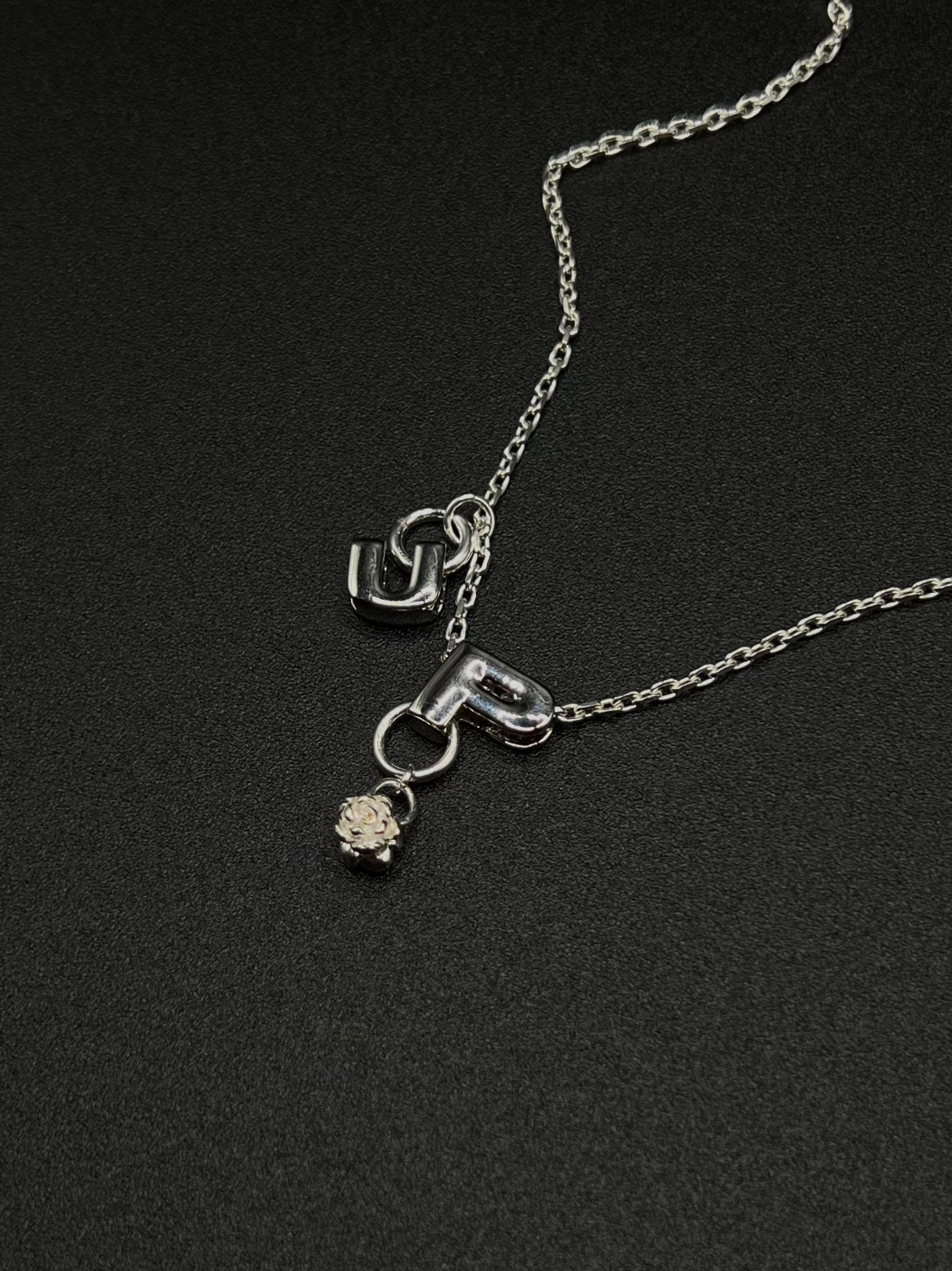 Initial "UP" necklace -silver925