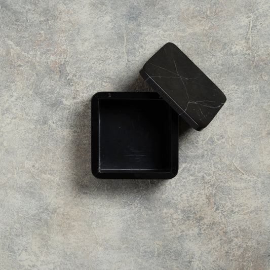 MARBLE SQUARE TRINKET BOX - Nero marquina