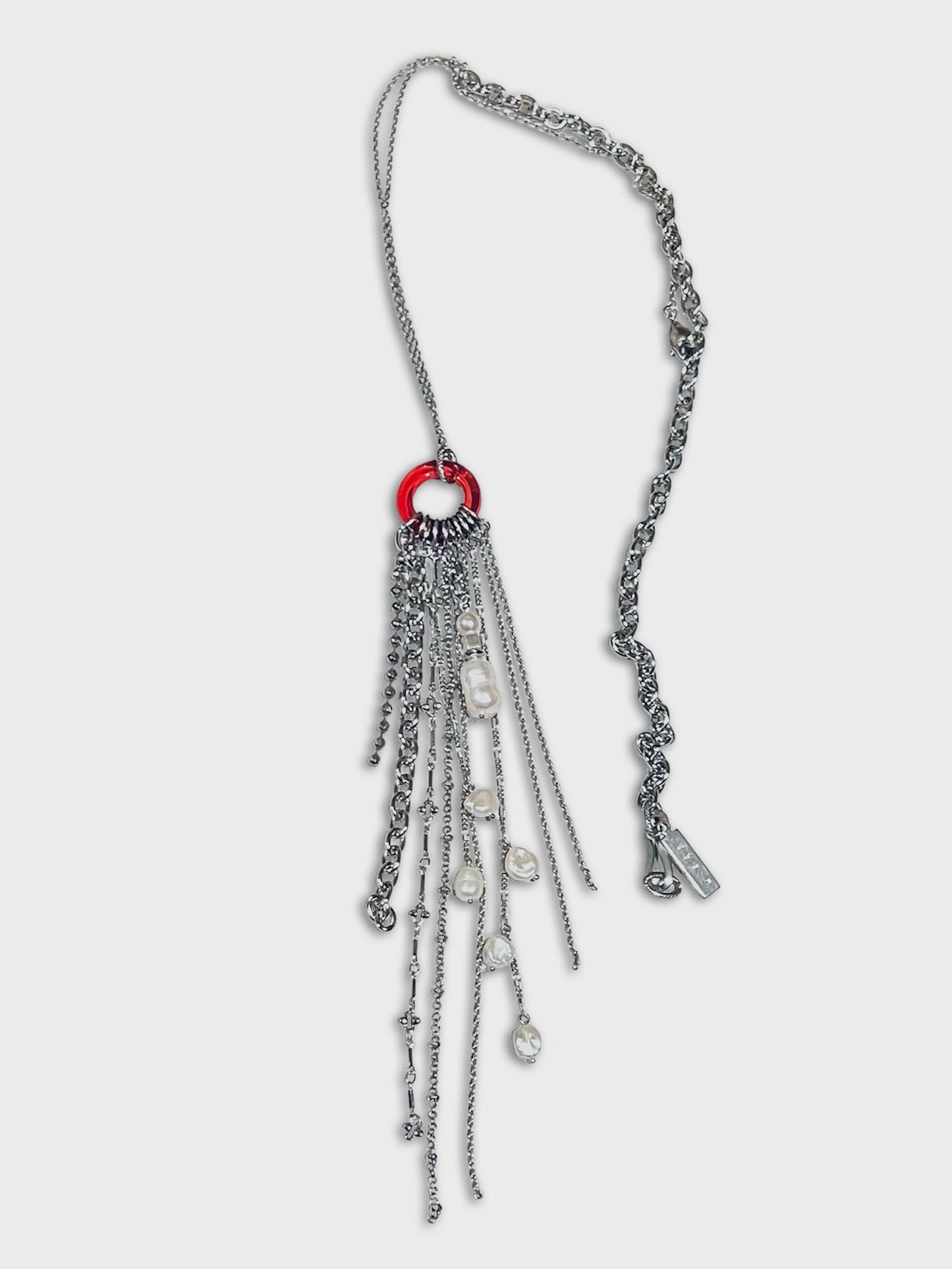 Multi charm long necklace - Red