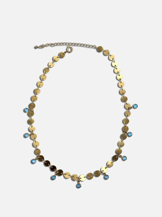 1212 Blue stone necklace - Gold