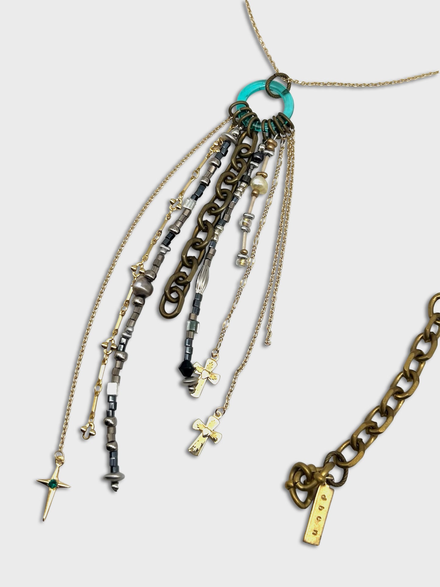 Multi charm long necklace - Green