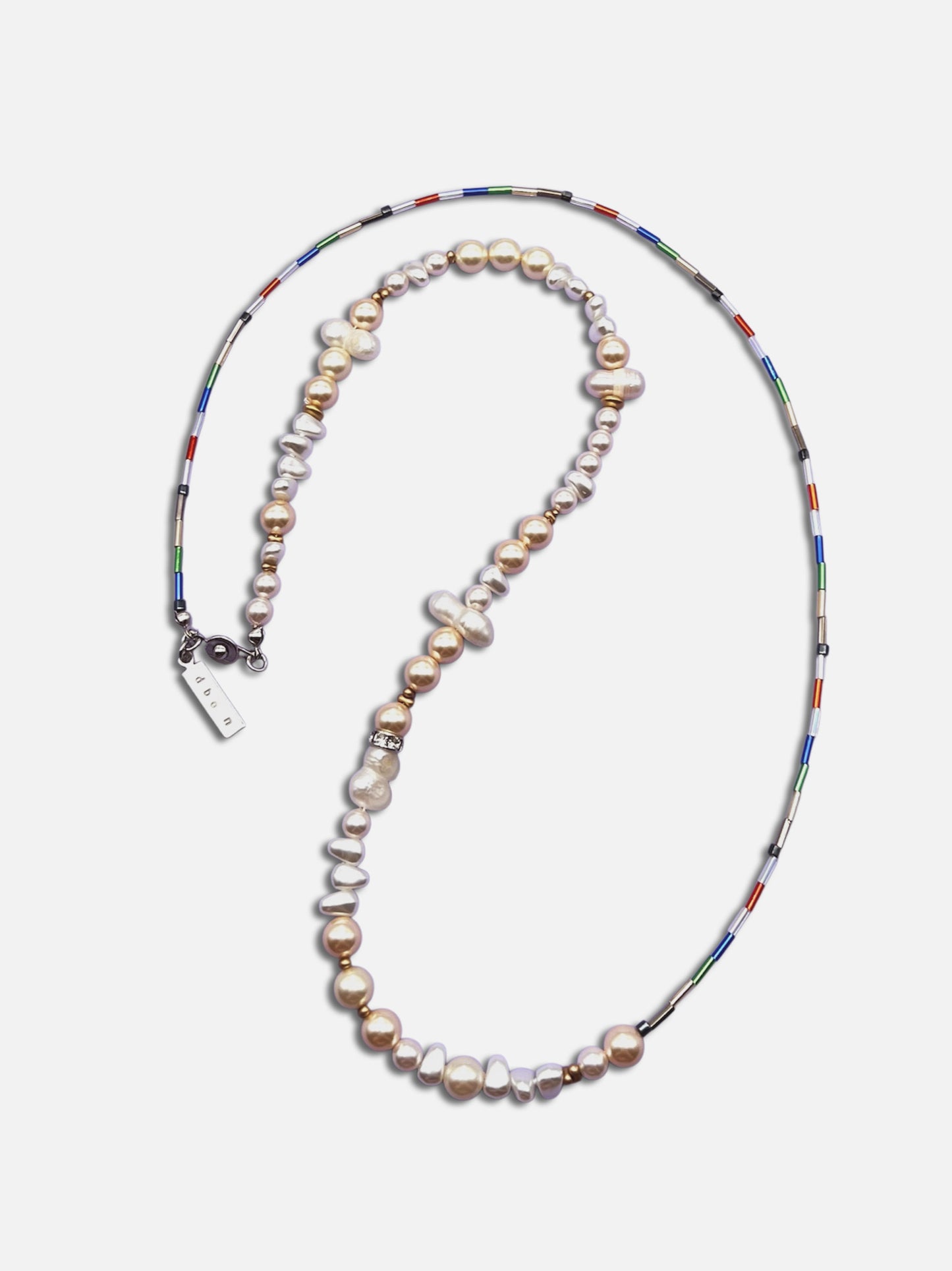 1212 Pearl long necklace - mix