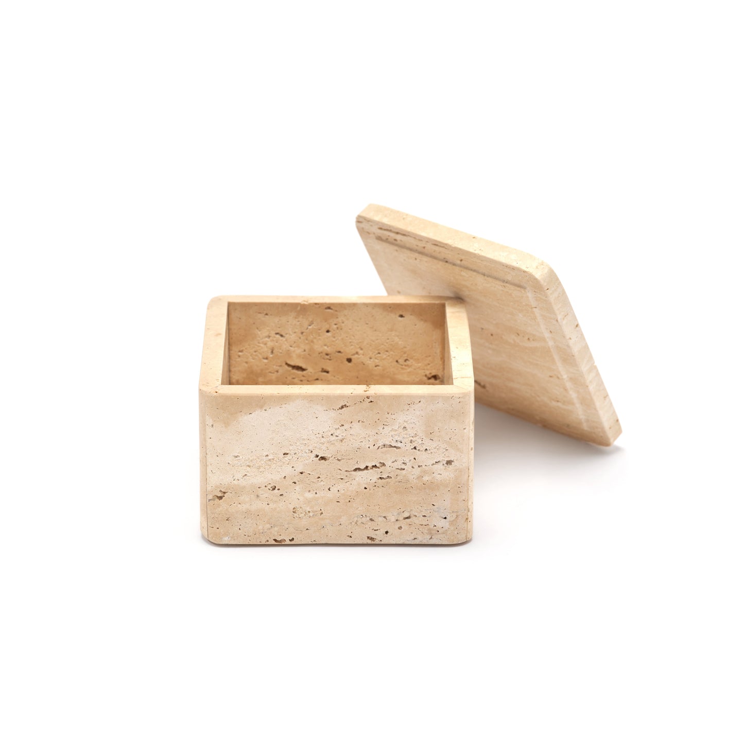 MARBLE SQUARE TRINKET BOX - Roman Travertine