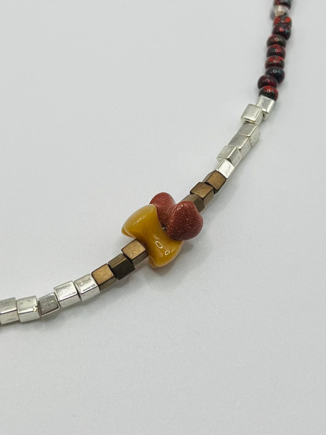 Heart stone necklace -  Brown