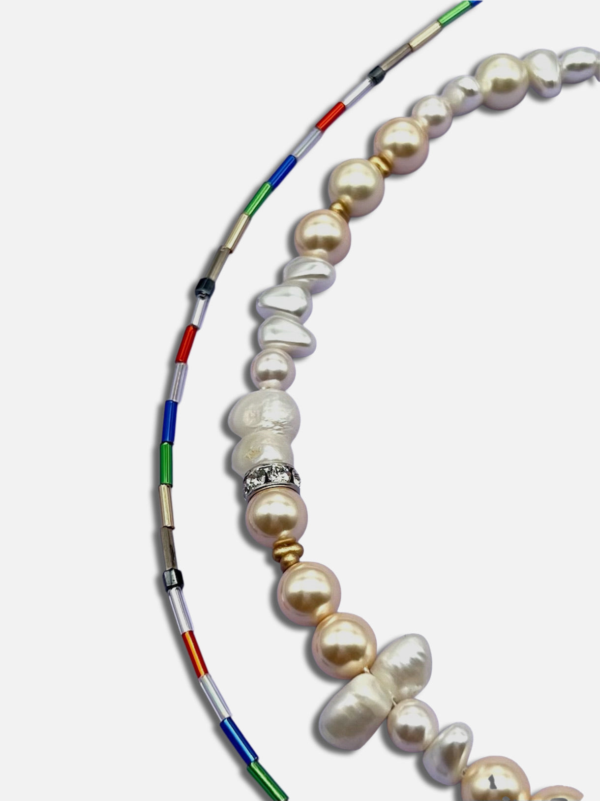 1212 Pearl long necklace - mix