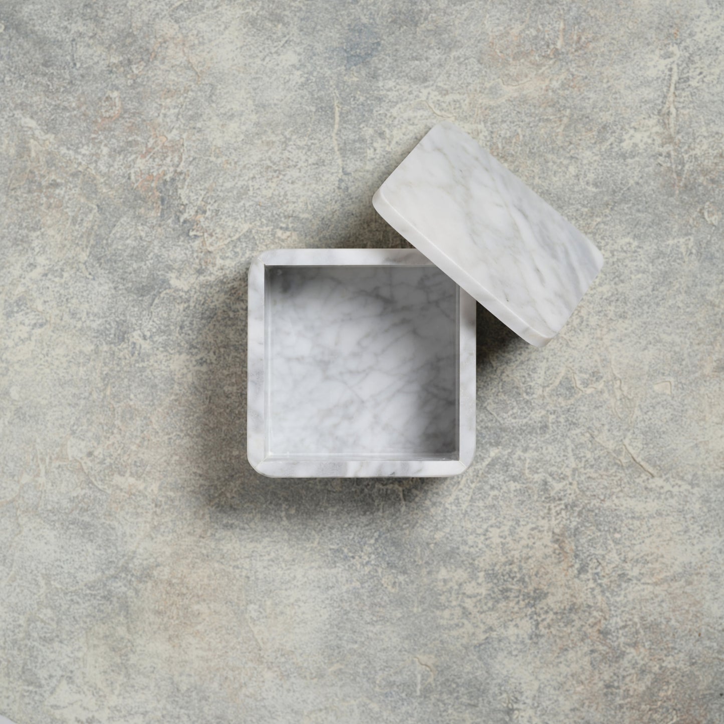 MARBLE SQUARE TRINKET BOX - Bianco Carrara