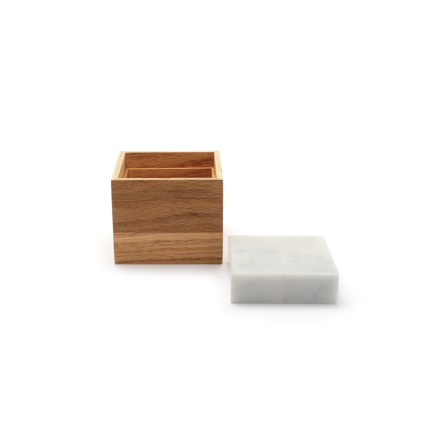 WOOD TRINKET BOX WITH MARBLE CAP