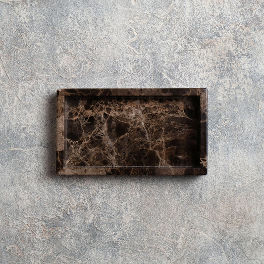 MARBLE TRAY - Brown × Small