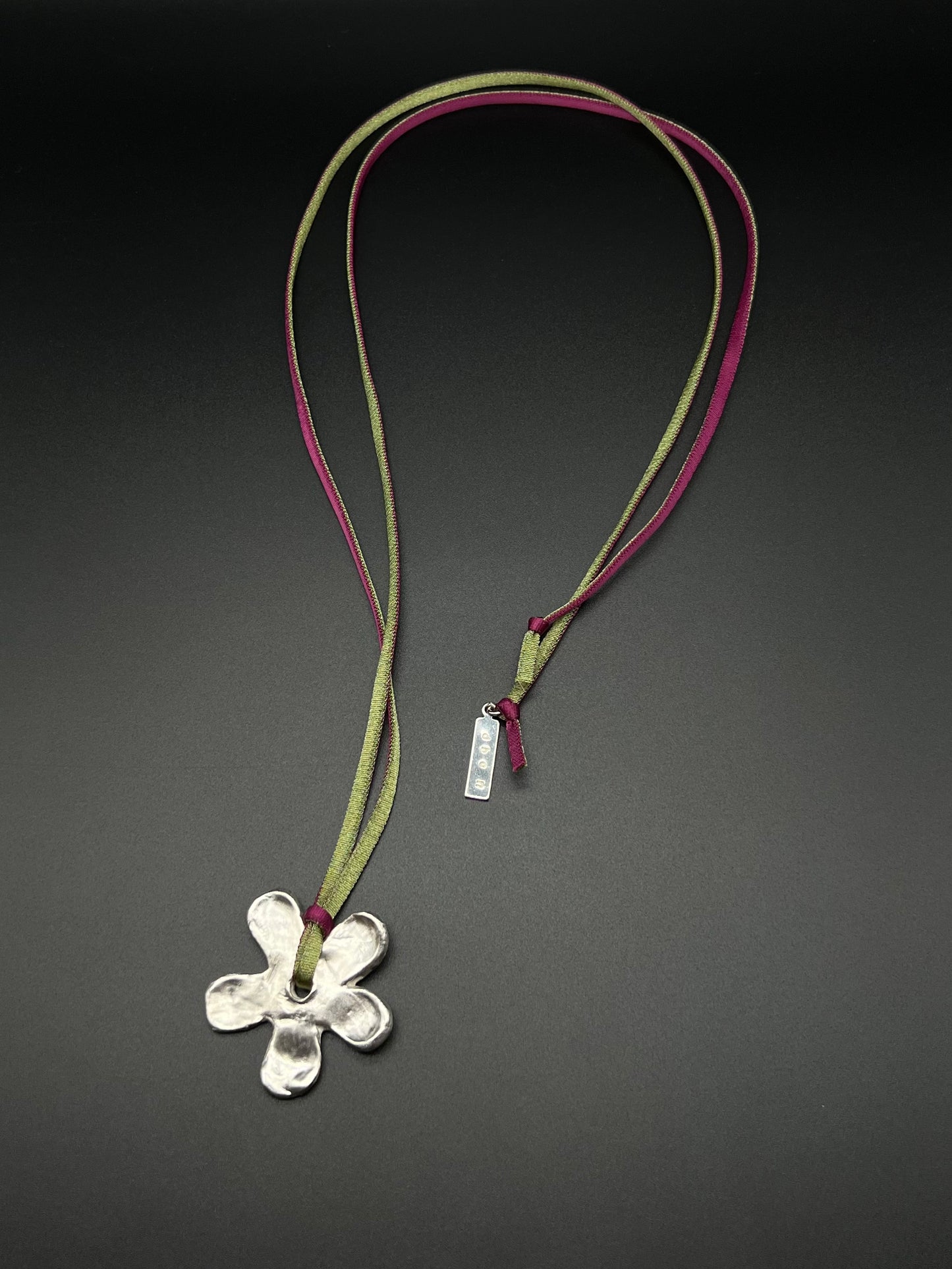 FLOWER cord necklace - silver original