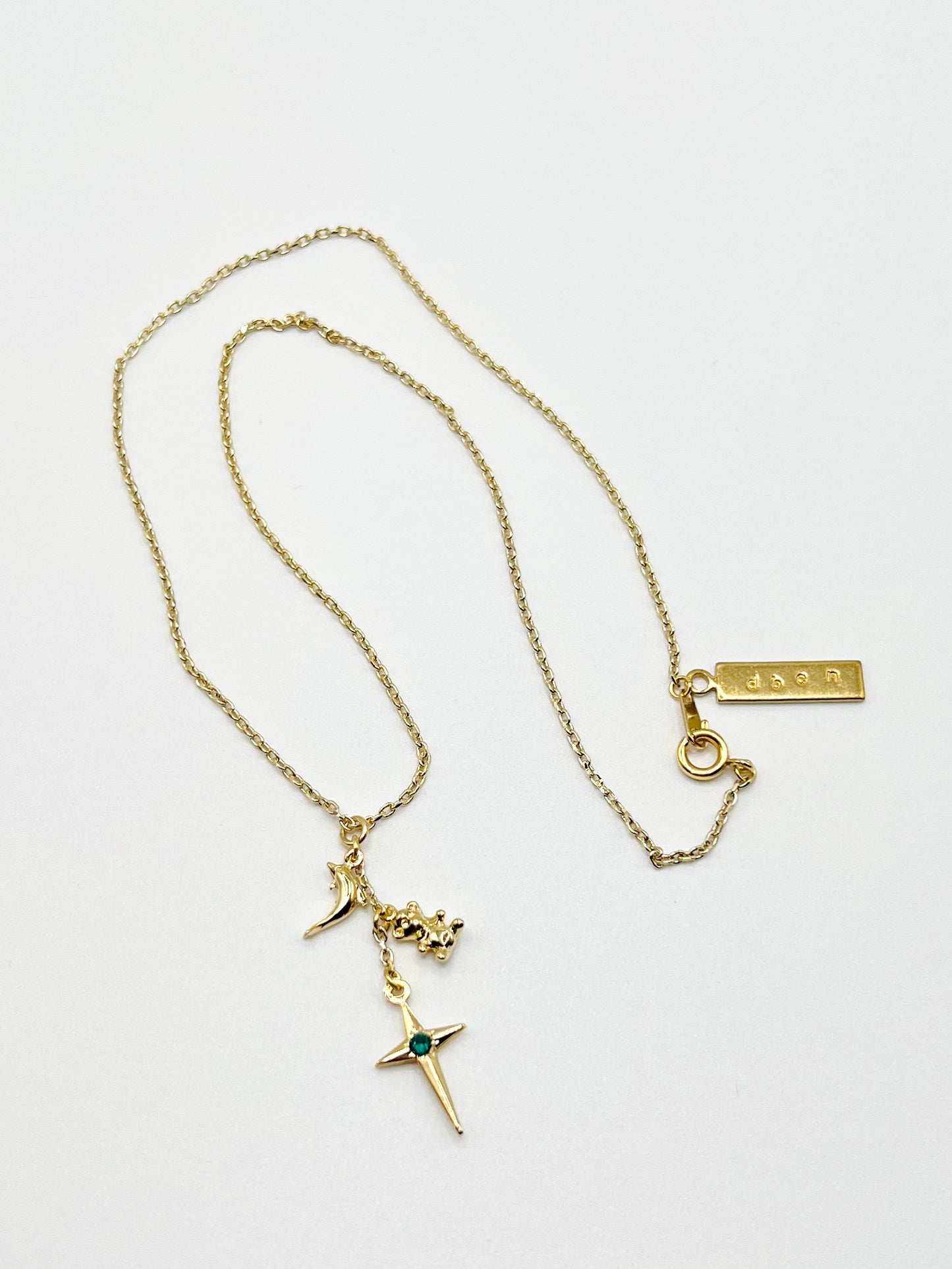 DBC crystal cross motif necklace - Gold