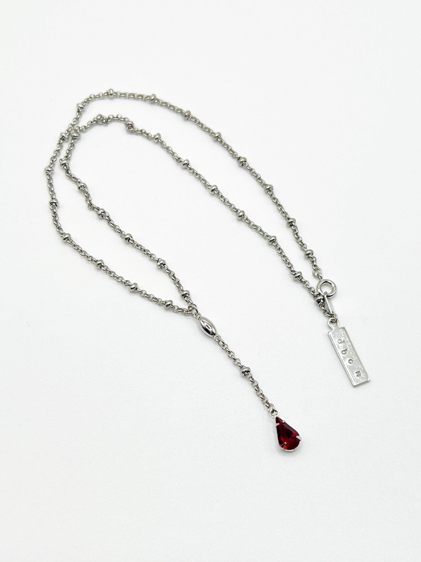 NW red glass motif necklace - Silver