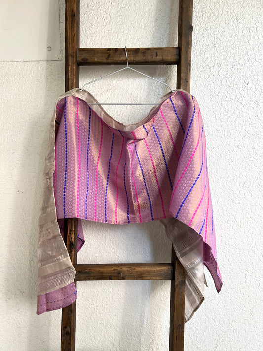 Combination scarf - Pink × Beige