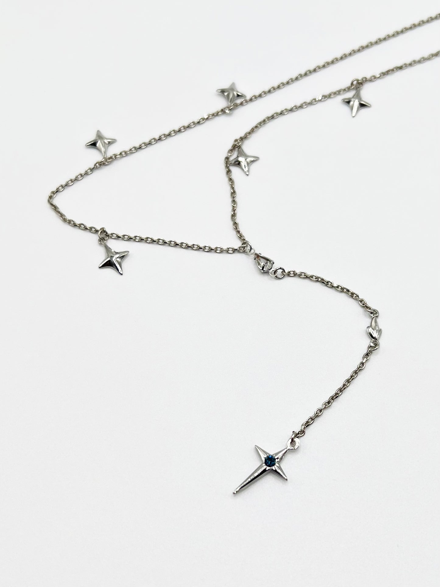 NW crystal cross motif necklace - Silver