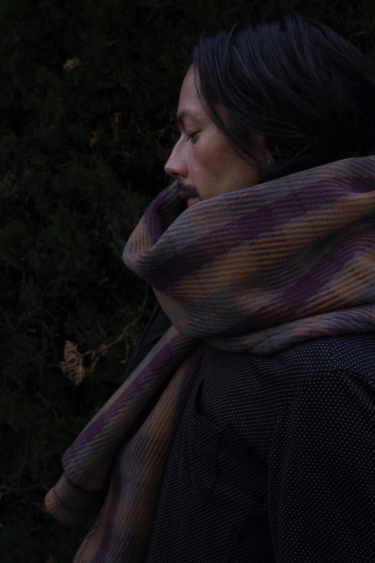 Purple check  scarf - large