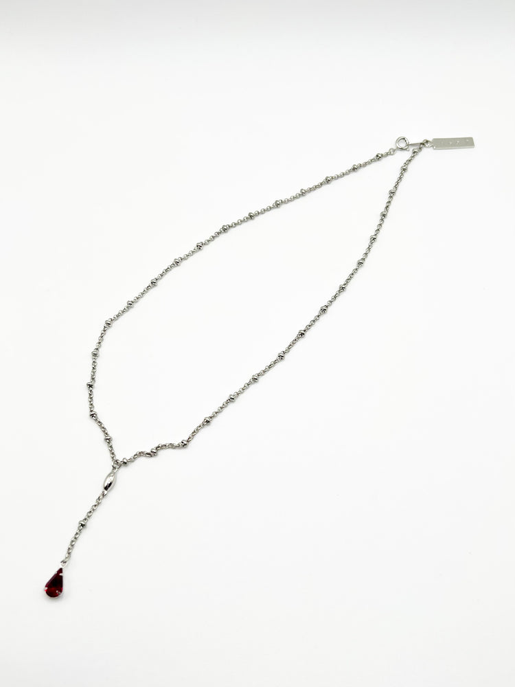 NW red glass motif necklace - Silver