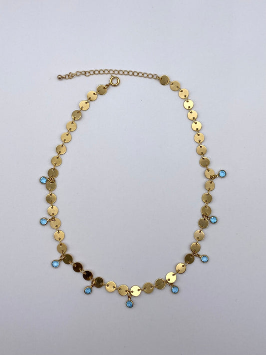 Blue stone necklace - Gold