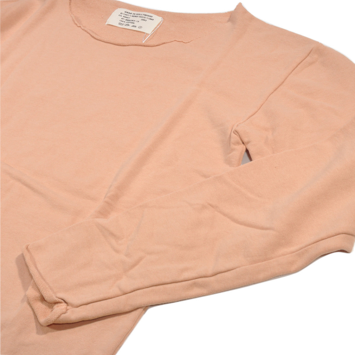 FRENCH-TERRY-ALL-CUT L/S T-SHIRT[フレンチテリーオールカット長袖Tシャツ]PINK BEIGE