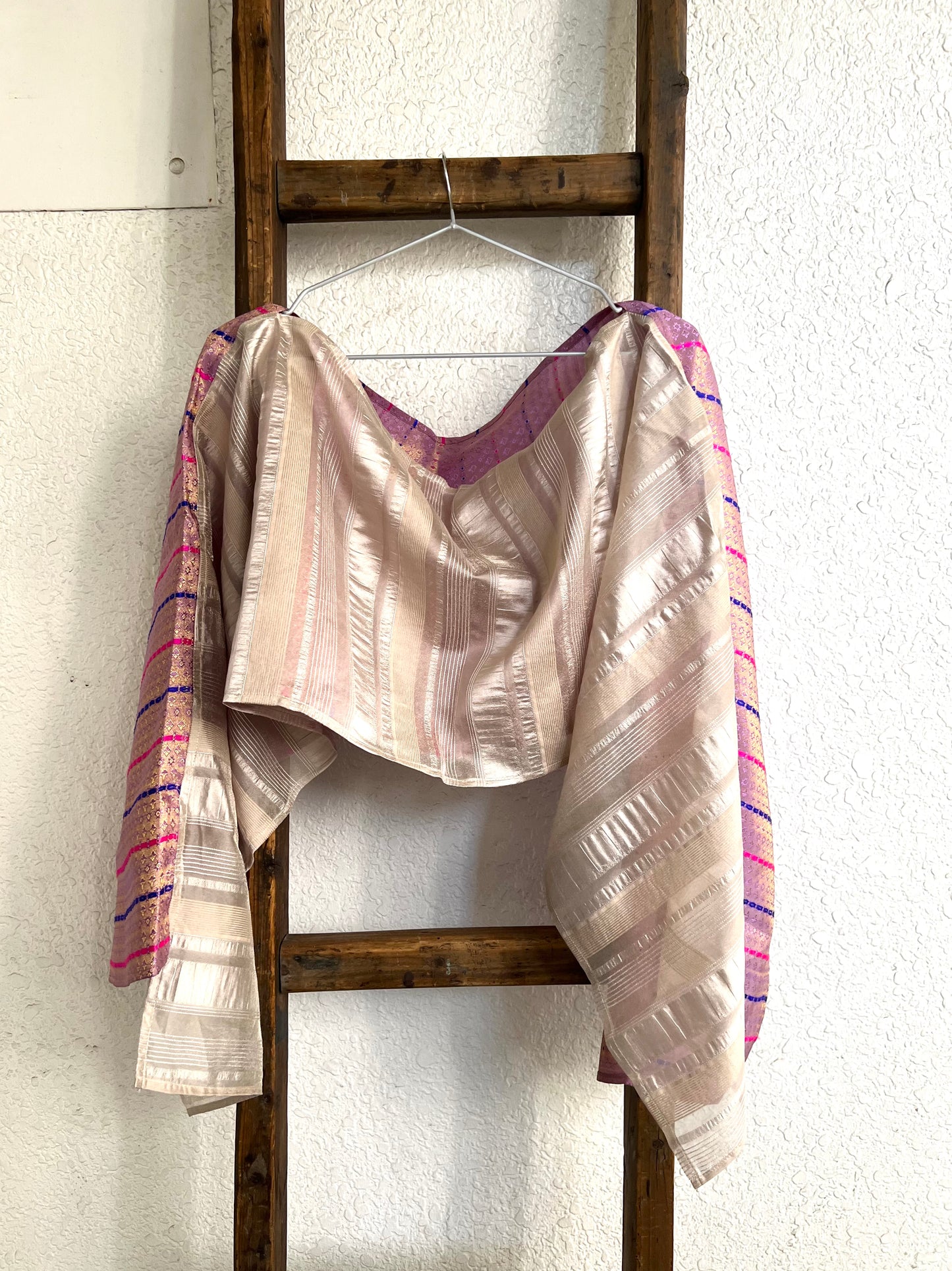 Combination scarf - Pink × Beige