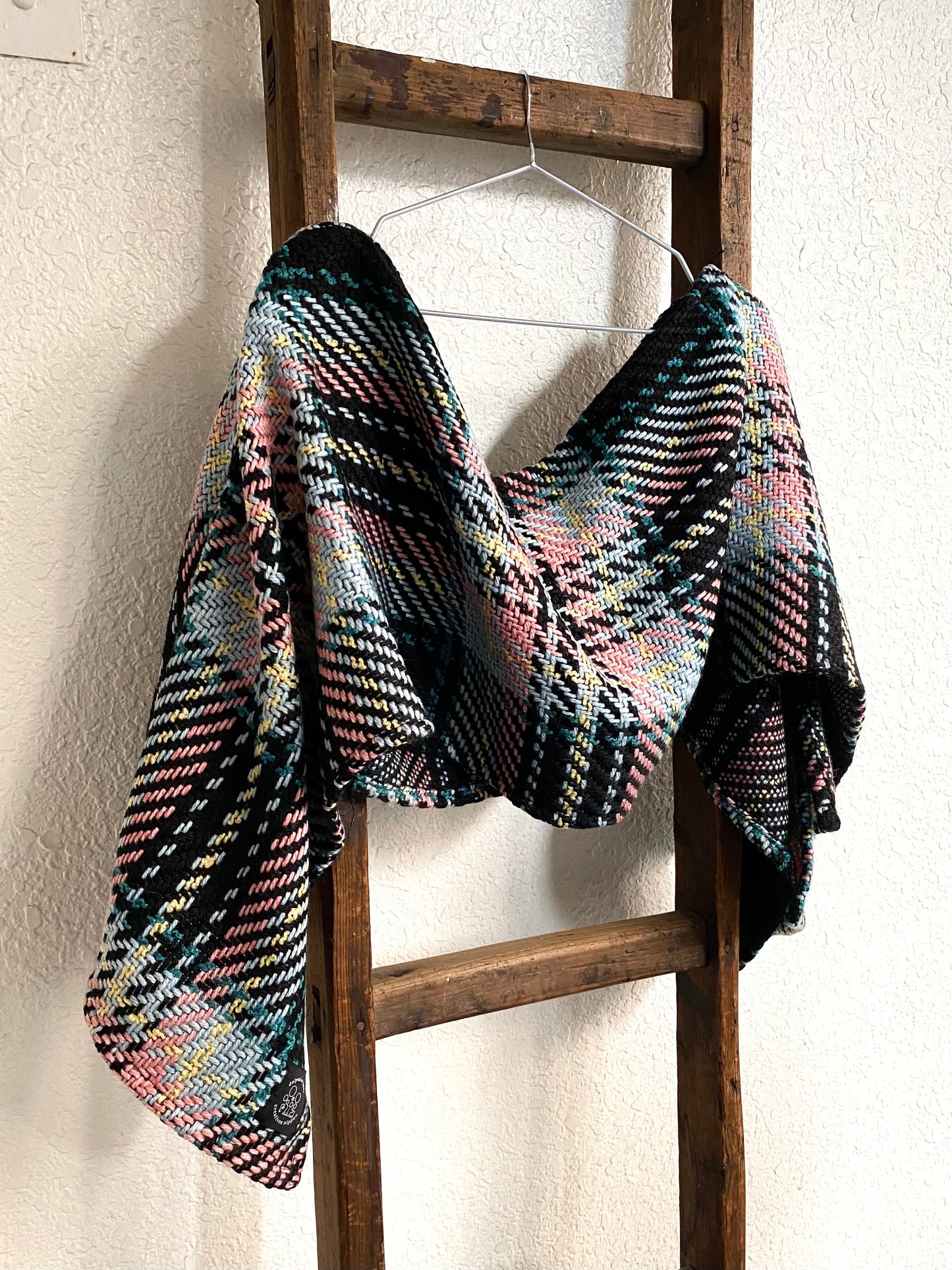 Blue check scarf - small