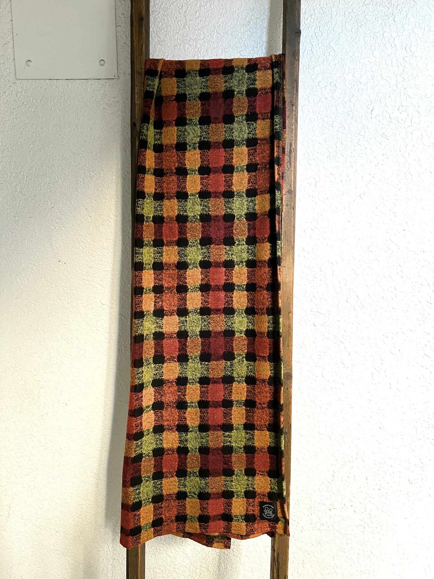 Orange check scarf - large