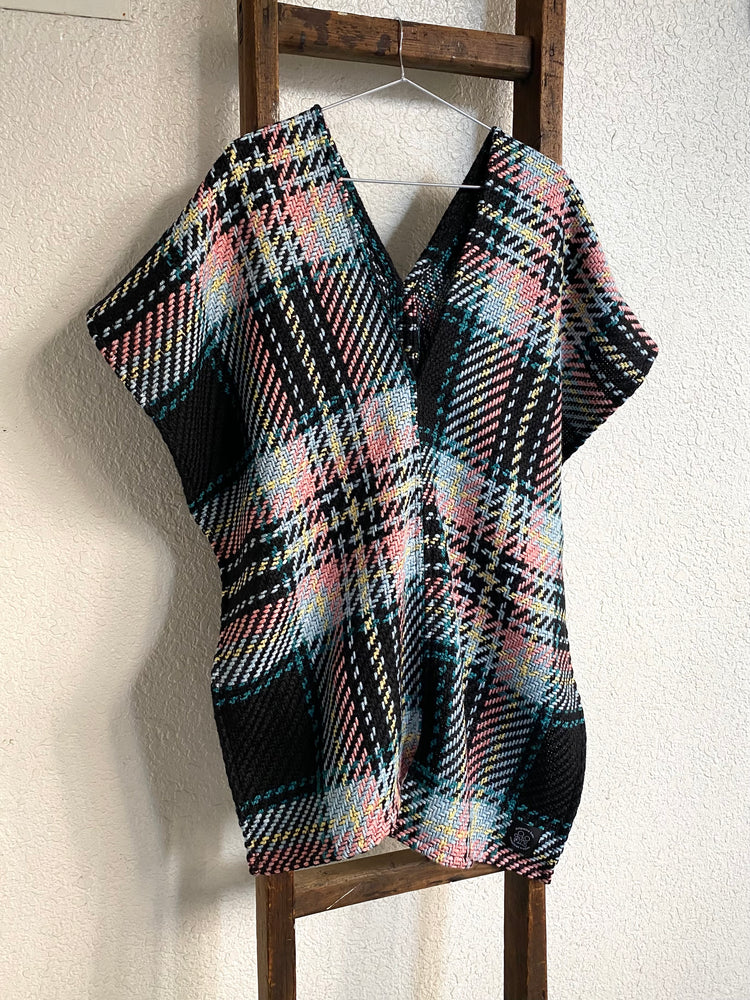 Blue check scarf - small