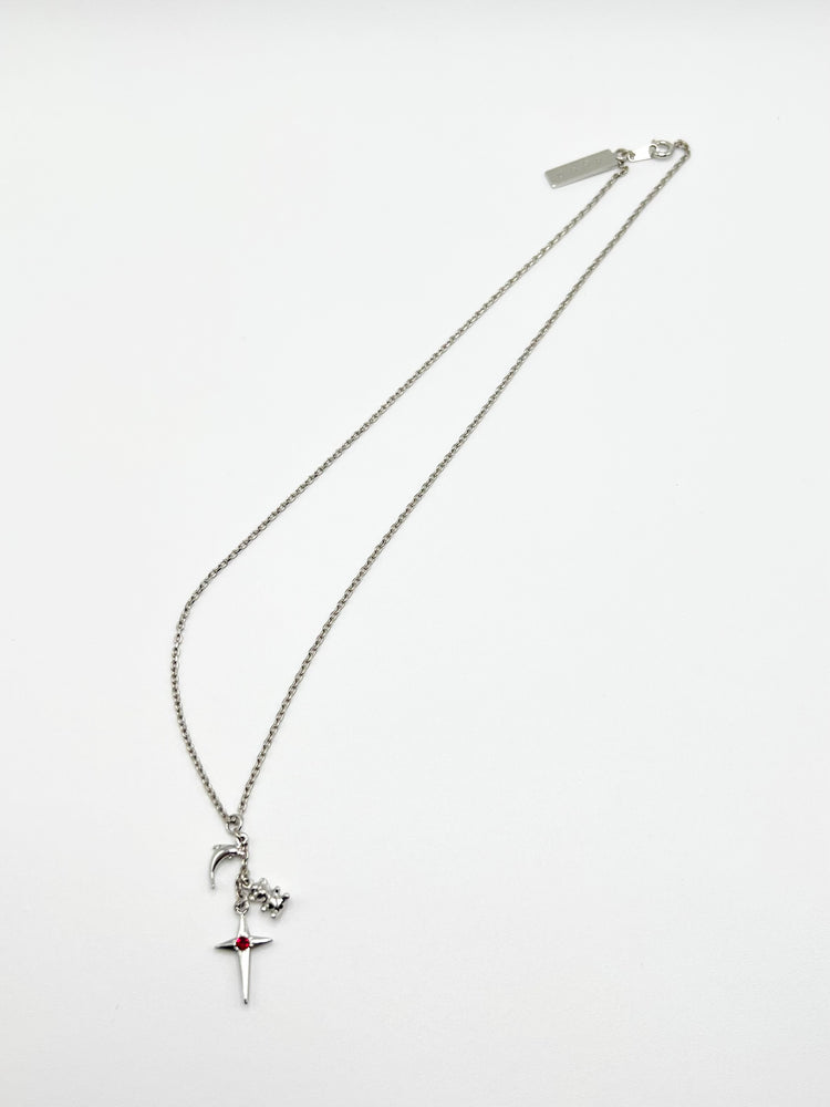 DBC crystal cross motif necklace - Silver